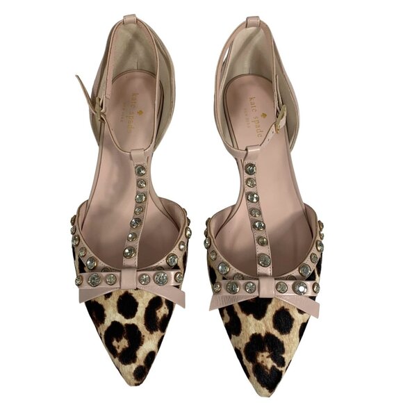 KATE SPADE NY Becca Calf Hair/Leather Leopard Pointed D'Orsay Flat 9.5 Italy EUC - Picture 2 of 4